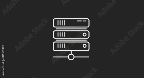 Clean Line Art Icon of a Server Rack Stack.