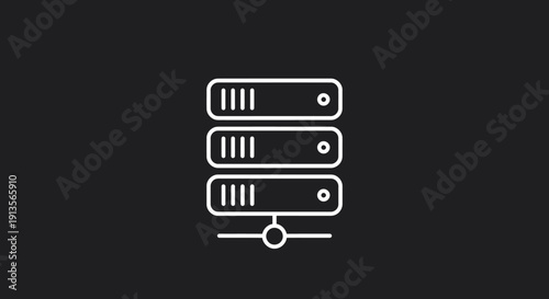 Clean Line Art Icon of Three Stacked Servers.