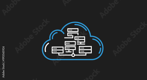 Cloud Computing Network Servers Data Storage Illustration.