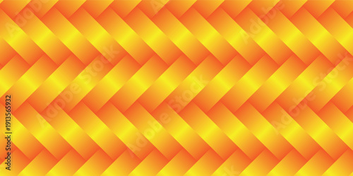 Abstract geometric pattern background in orange and yellow with a modern diagonal woven design. Modern woven pattern in orange and yellow.
