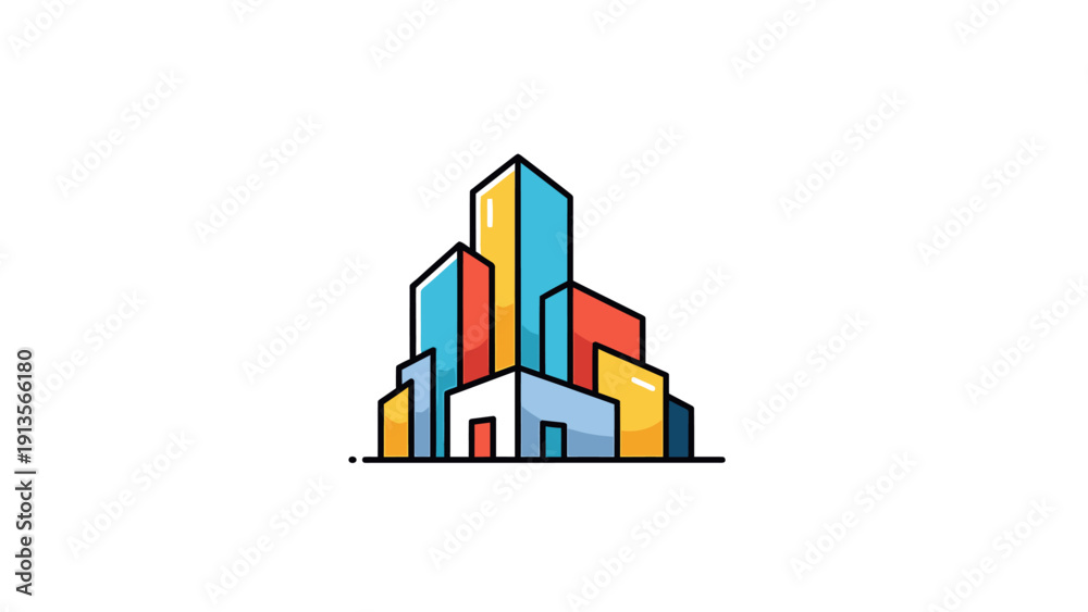 Naklejka premium Colorful Abstract Buildings Representing Modern Cityscape Architecture.
