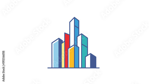 Colorful Abstract Skyscraper Cityscape Illustration. Free Download Colorful Abstract Skyscraper Cityscape Illustration. - GFXLoad
