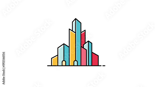 Colorful Abstract Skyscraper Cityscape Illustration.