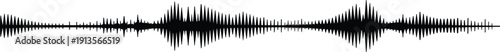 Audio waveform sound wave visualization, digital voice signal amplitude, music recording frequency spectrum, black abstract audio signal vector illustration