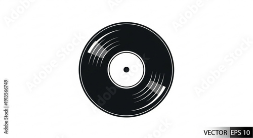 Black Vinyl Record Isolated on White Background Vector Illustration