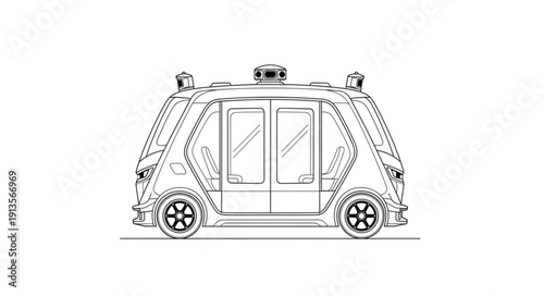 Futuristic Autonomous Vehicle Sketch.