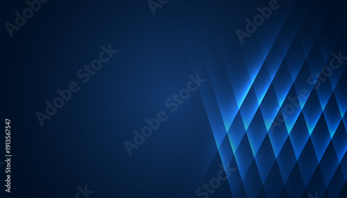 Abstract dark blue geometric background with glowing diamond pattern, modern futuristic design and sleek digital texture
