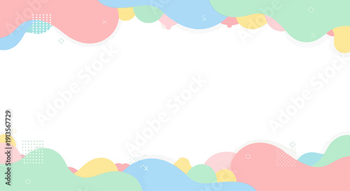 Abstract Pastel Cloud Shapes Border with Copy Space - Soft, Gentle, Playful Design