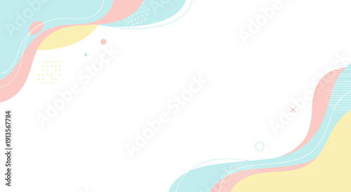 Abstract Pastel Wave Background with Geometric Shapes and Copy Space