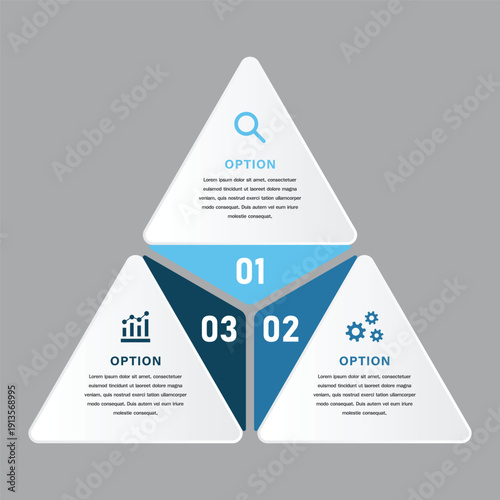 3 Segment Triangular Business Infographic with Icons for Presentation