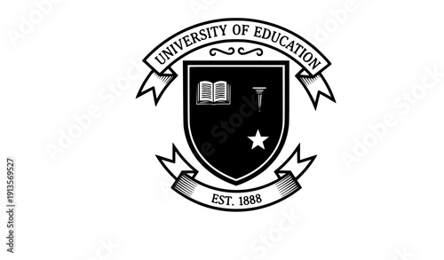 Vintage university and college crest emblem set vector
