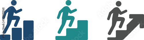 career, growth, success, businessman, stairs, arrow, progress, achievement, ambition, corporate, leadership, promotion, development, vector, icon, illustration, isolated, strategy, goal, motivation