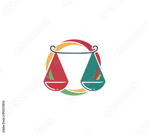 Balance scales icon on black background for justice and equality