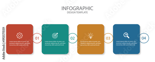 Timeline infographic design element and number options. Business concept with 4 steps. Vector illustration. 