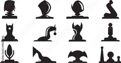 Chess Pieces Silhouettes in Black and White Color Scheme
