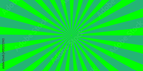 An abstract green vector illustration featuring a bright sunburst pattern with radial rays and light beams creates a vintage summer backdrop design for a striking starburst wallpaper
