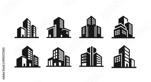 Black City Tower Logo Designs