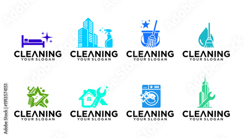 Professional Cleaning Logo Collection with Hygiene Icons