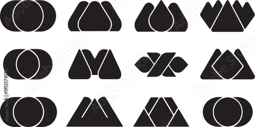 Geometric shapes and abstract forms in black and white