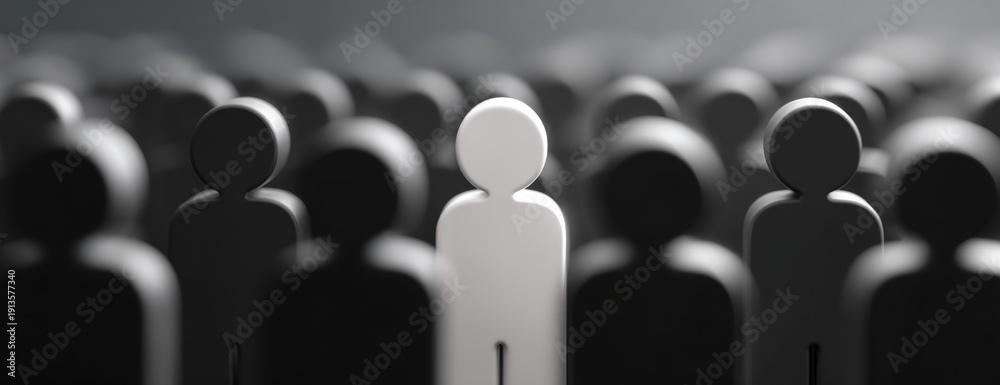Obraz premium Abstract representation of a leader among a crowd of figures 