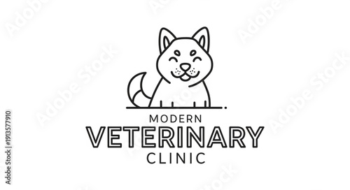 Cute dog logo for a modern veterinary clinic.