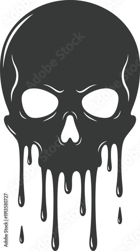 Dripping skull icon with menacing eyes