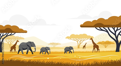 Peaceful Animal Migration Under Open Sky