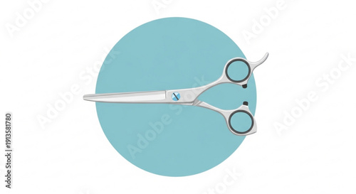 Silver Hairdressing Scissors Isolated on Blue Background