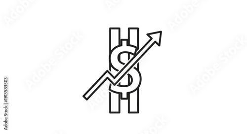 Dollar sign with upward trending arrow symbolizing financial growth.