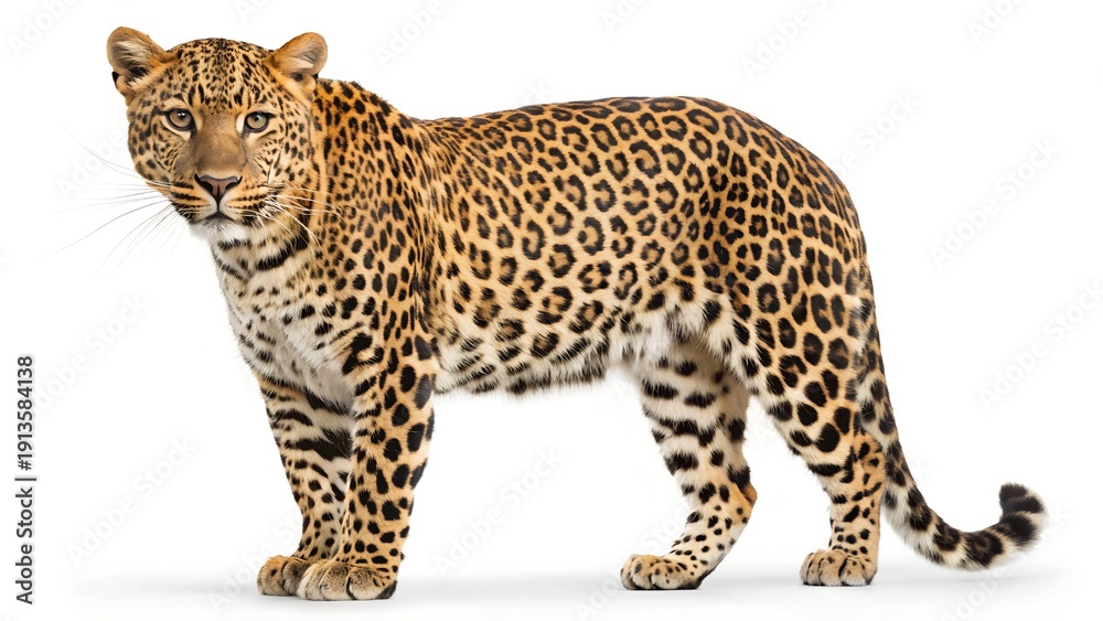 Obraz premium Leopard on white background studio portrait