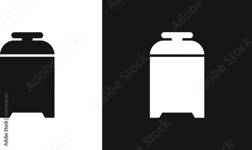 Gas tank silhouette icon set, black and white propane cylinder symbols isolated on light and dark background, flat vector illustration for energy, fuel and industrial design