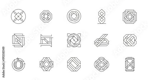 Collection of Abstract Geometric Shapes and Symbols.