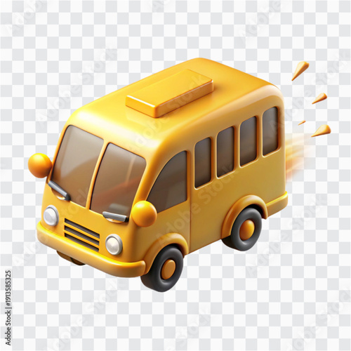 3D School Bus Icon | Student Transport, Travel & Urban Mobility Concept