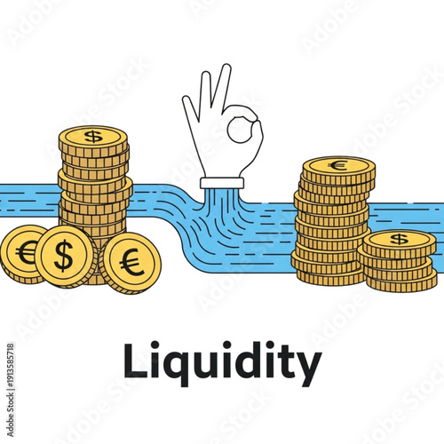 Money Coins Currency Cash Flow isolated on transparent background.