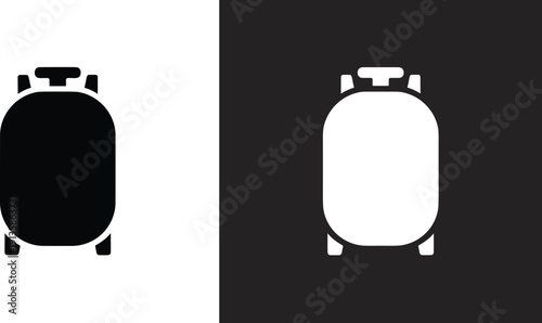 Propane gas cylinder silhouette icon set, black and white fuel tank symbols isolated on light and dark background, flat vector illustration for energy and industrial use
