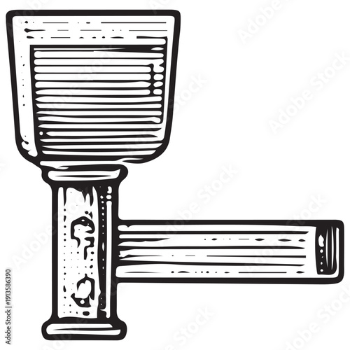 Classic Flat Key Illustration – Vintage House Door Key Engraving Line Art