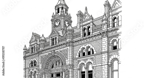 Ornate Victorian Gothic building facade with intricate architectural details.