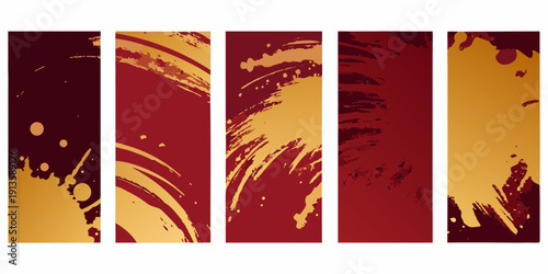 Abstract vertical panels with rich blended burgundy and gold tones