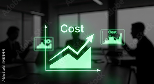 Cost Increase Graph with Business People in Background.