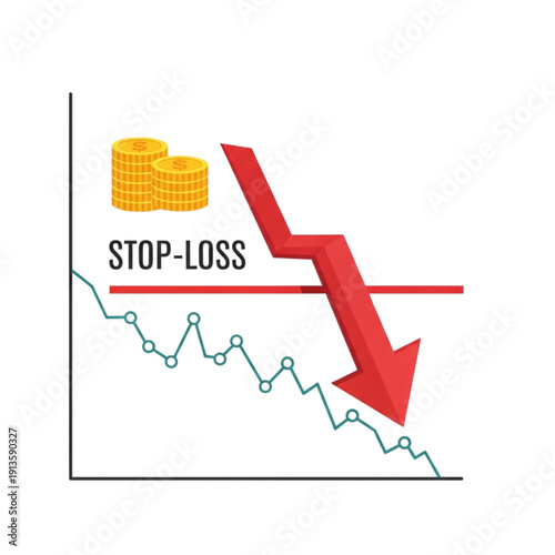 Stop loss trading finance concept isolated on transparent background.
