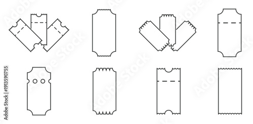 set of isolated linear icons on a theme tickets