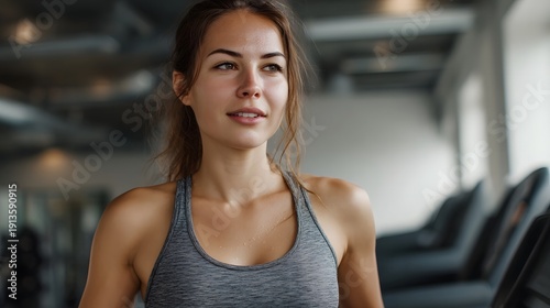Free Download A young woman exercises on a treadmill in a modern gym focused and determined - GFXLoad