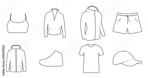  set of icons on a theme sport clothing