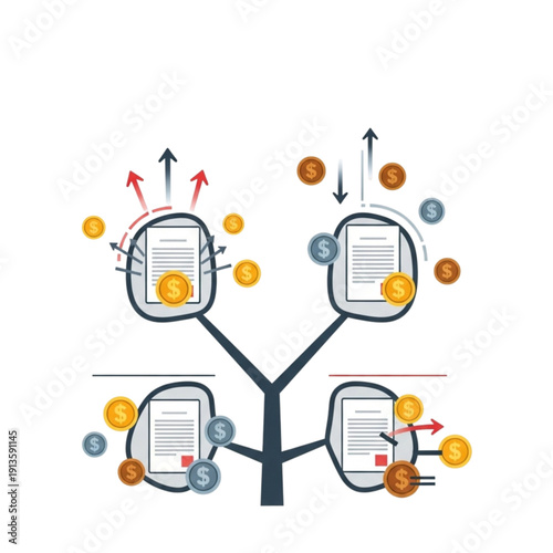 Cryptocurrency exchange concept with coins isolated on transparent background.