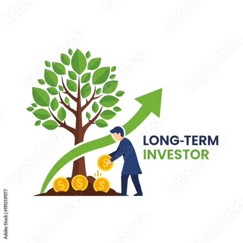 Businessman investing in growth concept isolated on transparent background.