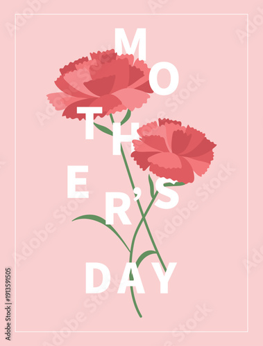 Mother's day template with carnation illustration.