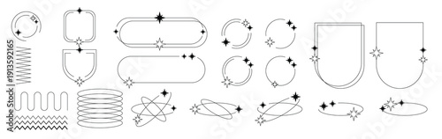  set of yk border line frames with stars labels stickers