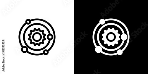 Solar System icon concept with flat Black White Background. Vector illustration.