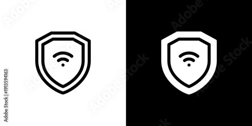 Shield icon concept with flat Black White Background. Vector illustration.