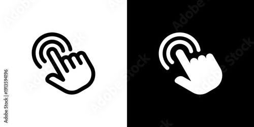 Double Tap icon concept with flat Black White Background. Vector illustration.